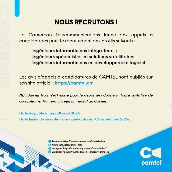 CAMTEL RECRUTE !